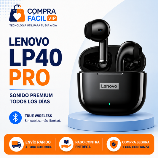 Audífonos Inalámbricos Lenovo LP40 Pro | Bluetooth 5.1 y Estuche de Carga