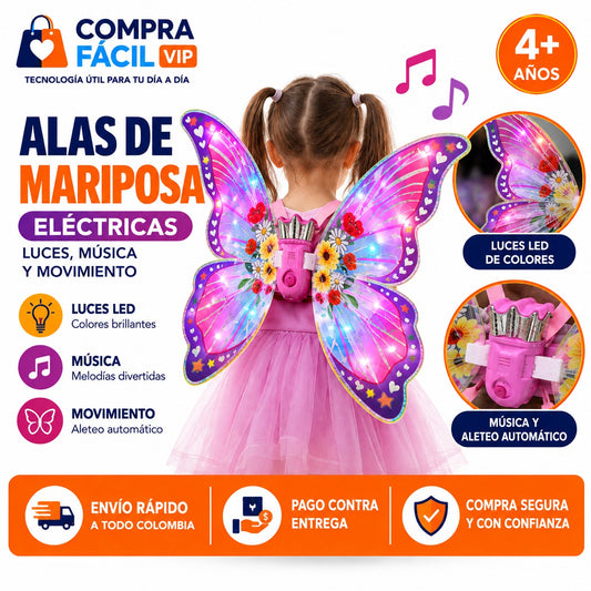 🧚‍♀️ Alas de Mariposa Eléctricas con Luces, Música y Movimiento