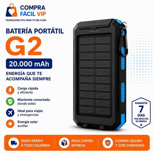 Batería portátil solar G2 | Energía de emergencia para tu celular