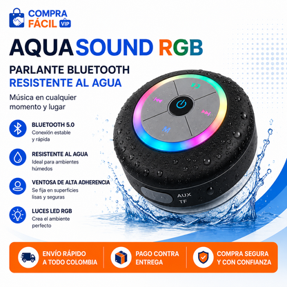 🔊 Parlante Bluetooth AquaSound RGB | Resistente al Agua con Luces LED