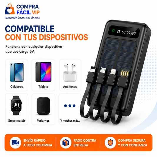 🔋 Batería Portátil CM609 20.000 mAh | Cables Integrados