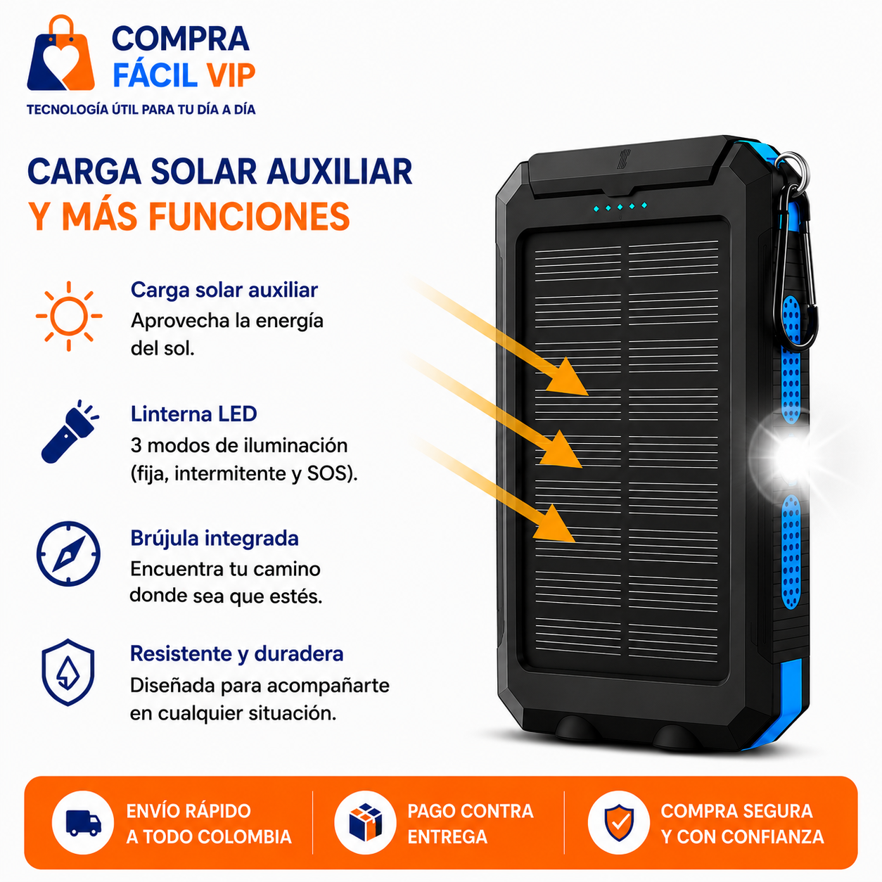 🔋 Batería Portátil Solar G2 20.000 mAh | Energía para Emergencias