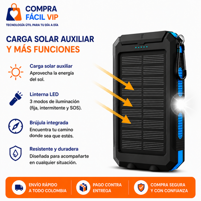 🔋 Batería Portátil Solar G2 20.000 mAh | Energía para Emergencias