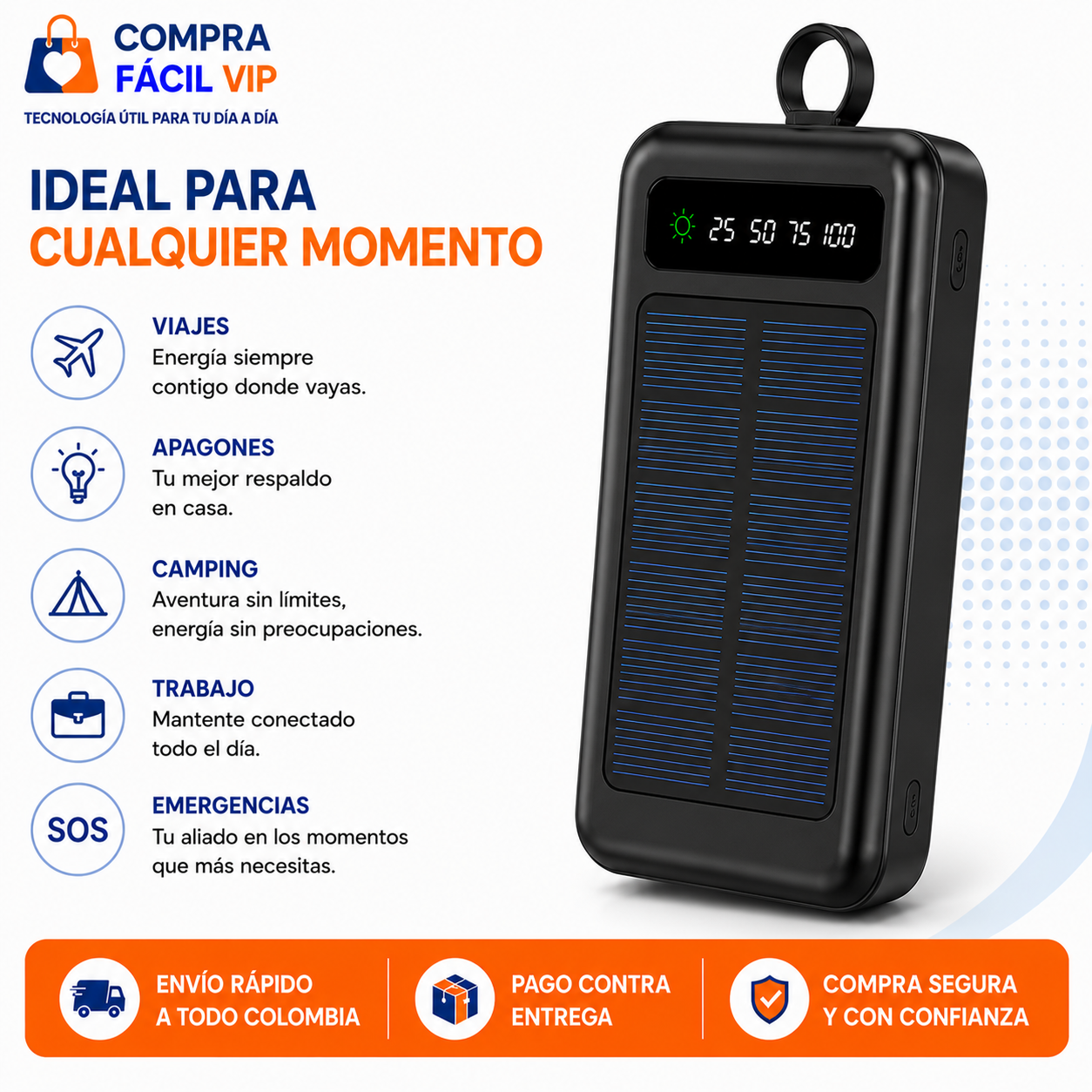 🔋 Batería Portátil CM609 20.000 mAh | Cables Integrados